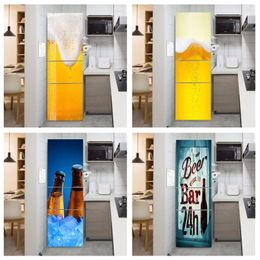 Wall Stickers Icy Beer Poster Refrigerator Sticker Waterproof Peel And Stick Fridge Door Wallpaper Bar Room Decoration Rose Flower