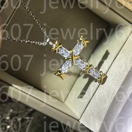 Trend Designer Necklace Sterling Silver Couple Cross Hollow twisted string necklace Pendant Fashion trend High quality gift party