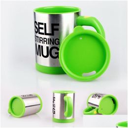 Mugs 400Ml Mug Matic Electric Lazy Self String Cup Coffee Milk Mixing Smart Stainless Steel Mix Drinkware Customised Dbc Drop Delive Dhxmt