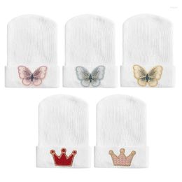 Berets Spring Boys Girls Cotton Beanies Fashion White Spandex Skullies Cap For Baby Soft Butterfly Crown Hats