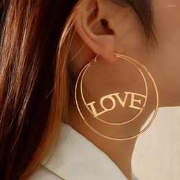 Hoop Earrings Skysuk Designer Jewelry For Love Women's In Double Round Letter Piercing Earring Y2k Accessories Gift Jewellry