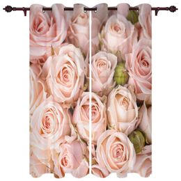Curtain Roses Pink Flowers Window Bedroom Living Room Drapes Kitchen Decoration Blinds