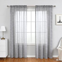 Curtain Grey Ginkgo Leaves Embroidered Curtains For Living Room Bedroom Tulle Kitchen Decoration Window Treatments Drapes