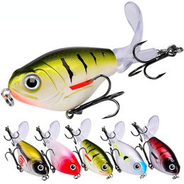 Baits Lures 5 Pcs 11.5g 16g 3D Topwater Fishing Lure Whopper Popper Bait Hard Plopper Soft Rotating Tail Tackle Fishing Kit Superior Quality 230607