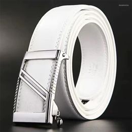 Belts Luxury Men's High-end Leather Belt Young People White BIBCOCK Fashion Business Large Size 110-125cm