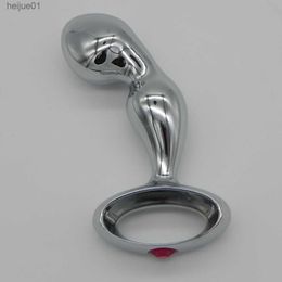 Happygo Top Quality Chrome Plated Zinc Alloy Anal Hook with Hole Ring Metal Anal Butt Plug Sex Toys Adult Products 645 L230518