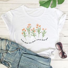 Women's T Shirts Teach Them Love Watch Grow T-Shirt Colorful Flowers Tee Teacher Appreciation Gifts Women Fashion Casual Aesthetic Top