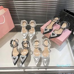 2023-Designer Fashion Women Rhinestone Bow Heels Sandals Strappy Lace Up Stiletto Satin Pumps Wedding Dress Shoes