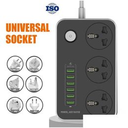 Other Home Garden Iso Universal Power Strip Socket Portable Plug Adapter 6 Usb Port Us/Uk/Eu Multifunctional Smart Electronics Vtk Dhbue