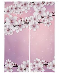 Curtain Flower Cherry Blossoms Tree Branch Gradient Japanese Door Curtains Partition Kitchen Doorway Drapes Cafe Restaurant Decor