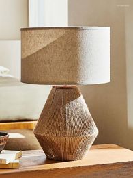 Table Lamps Japanese Retro Rope Lamp Fabric Woven Silent Wind Living Room Bedroom Bedside Standing Home Deco