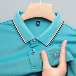 Men's Polos Luxurious Summer Men's Mercerized Cotton Lapel Polo Shirt Pocket Accessories Business High-end Casual Short-sleeved M-4XL