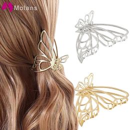 Dangle Chandelier Molans Solid Colour Metal Butterfly Hair Clip For Women Hollow Out Hair Claw Barrettes Hairpin Hair Accessories Headwear Z0608