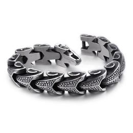 Chain Mens Snake Bracelet Ancient Sier Stainless Steel Bangle With Titanium Detailing Drop Delivery Jewellery Bracelets Dhoum