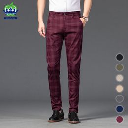 Men's Pants Classic 7 Colour Formal Men Stripe Plaid Summer Business Fashion Comfortable Red Office Cotton Slim Suit Trousers 30 38 230608