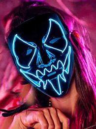 Party Masks Cool Horror Mask Flashing For Holiday Decoractive Props Neon LED Glowing In Dark Night 230607