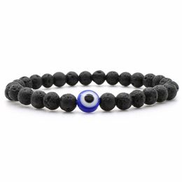 Beaded Turkish Evil Eyes Bracelet Black Natural Stone Beads Obsidian Men Braslet For Women Yoga Hand Jewelry Accessories Drop Delive Dhtqc