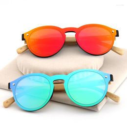 Sunglasses Wholesale Bamboo One-piece Round Women Men 2023 Foreign Trade Outdoor Driving Shades Colourful UV Protection Oculos