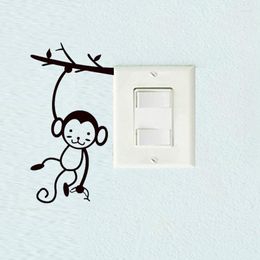 Wall Stickers Black Keai Monkey Hanging Branch Switch Sticker Home Decoration Living Room Background Decal Cartoon