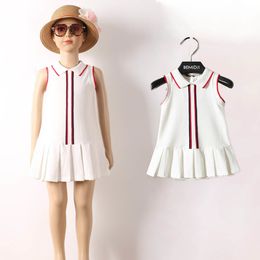 Girl's Dresses Summer 1-12 Years Child Preppy Style White Cotton Color Patchwork Bow Pleated Dress For Kids Baby Girls brand design 230608