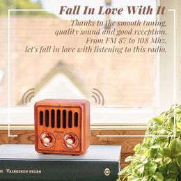 Portable Speakers Retro Classic Portable Radio Radios Walnut Wooden Rechargeable Radio USB Bluetooth Speaker Support Card Playe