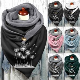 Scarves Retro Multi-purpose Shawl Button Scarfs Women Feather Print Scarf Shawls Wraps Winter Warm Foulard Bufand Femme