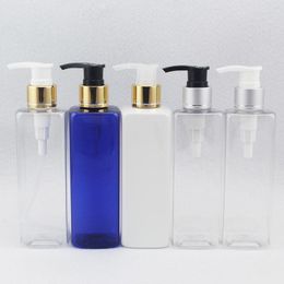 Storage Bottles 25pcs 250ml Empty Square Lotion Pump Cosmetic With Silver Gold Collar For Shampoo Shower Gel