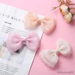 Hair Accessories Baby Bow Clips Mesh Girls Princess For Children Hairpin Vintage Infant Colour Barrette Kids Headwear R230608