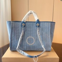 Top quality beach bag luxury tote bag Designer Women's fashion handbag Casual fashion denim embroidered shopping bag