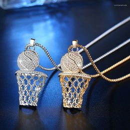 Pendant Necklaces Men's Basketball Box Necklace Hip Hop Hiphop Sports Fashion For Men Gold Silver Colour Steel Chain Gifts