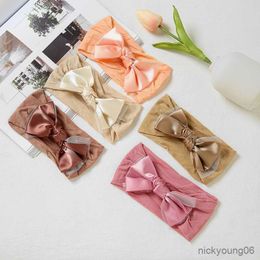 Hair Accessories Baby Ribbon Bows Turban Headband Girls Wide Hairband Children Stretchy Bandages Newborn Head Wraps Infant R230608