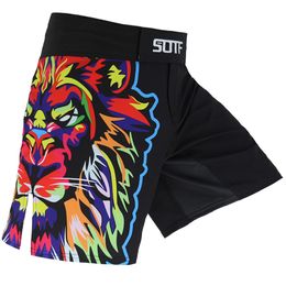 Men's Shorts SOTF Colour Tiger Print Breathable Fitness Ferocious mma shorts Fighting Tiger muay thai boxing shorts kickboxing sanda short mma 230607