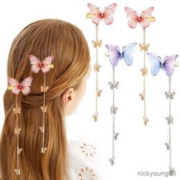 Hair Accessories Baby Girls Butterfly Hairpins Elegant Metal Tassel Long Clips for Women Antique Party Pin R230608