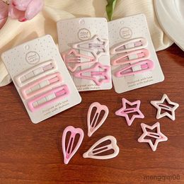 Other 3pcs/Set New Girls Fashion Coffee Colour Geometric Stars Ornament Pink Hair Clips Adult Sweet Hairpins Female Accessories R230608