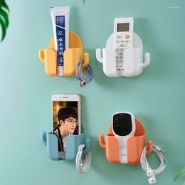 Hooks Wall Mounted Mobile Phone Storage Box Multi-function Non-punching TV Air Conditioner Adhesive Charging Bracket Hanger