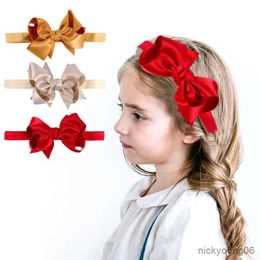 Hair Accessories Baby Girls Headband Grosgrain Ribbon Bow Hairband Handmade Soft Elastic for Infant Toddler R230608
