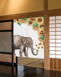 Curtain Flower Sunflower And Elephant Door Japanese Partition Kitchen Decorative Drapes Entrance Hanging Half-curtain