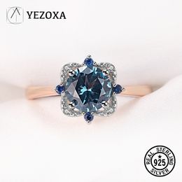 Wedding Rings 925 Sterling Silver Topaz Ring Created Gemstone Rose Gold Plated For Women Girls Delicate Anniversary Gifts Luxury Fine Jewelry 230608