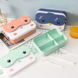 Dinnerware Sets Cute Cartoon Lunch Boxes With Tableware BPA Free Plastic Container Storage Accessories