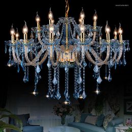 Pendant Lamps European Chandelier Blue Colour Crystal Lights Net Cafe Theme El Bedroom Restaurant Clothing Store