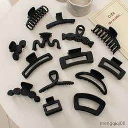 Other New Black Hair Cl Korean Simple Temperament Matte Clips Fashion Solid Colour Accessories R230608