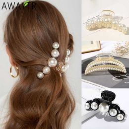 Dangle Chandelier Solid Colour Big Pearls Hair Claw Clip Flower Large Barrettes Crab Bat Hairpins Ponytail For Women Girls Hair Accessories Styling Z0608