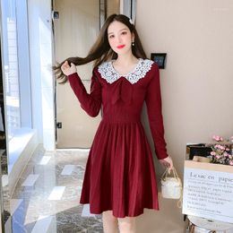 Casual Dresses Winter Red Knitted Female Autumn Outfit 2023 Small Skirt Render A Sweater In Dress