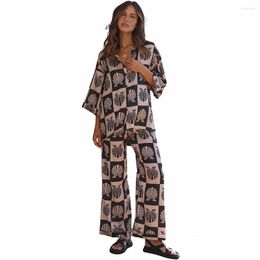 Ethnic Clothing 2 Piece Women Set Summer Autumn Dashiki African Shirt Blouse Top And Pants Suits Outfits Fashion Office Lady Matching Sets