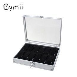 Whole-12 Grid Aluminium Watch Storage Case Bracelet Organiser Professional Wrist Watches Display Box Jewelry Storage Holder Ca299O