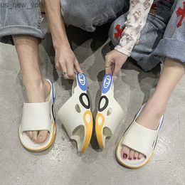 2022 Summer MENs EVA Slippers Women's Mix-color Outside Flip Flops Plus Size 36-45 Female Beach Slides Black White Lovers Shoes L230518