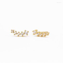Stud Earrings 925 Sterling Silver Cartilage Earring Korean Single Row Zircon Mini Small For Teen Women Piercing Jewelry