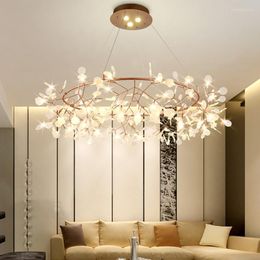 Pendant Lamps Chandeliers Nordic Firefly Lighting LED For Dining Room Lamp Restaurant Rose Gold/Black Light Fixtures Lights