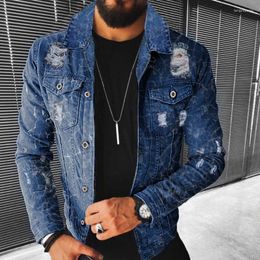 Men's Jackets Autumn And Winter Men's Fashion Jacket Old Printed Denim Coat