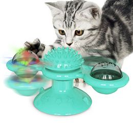 Multifunction Cat Scratcher Toys Spinning Windmill Turntable Cat Toys Scratching Itching Device Grinding Tooth Glowing Toy